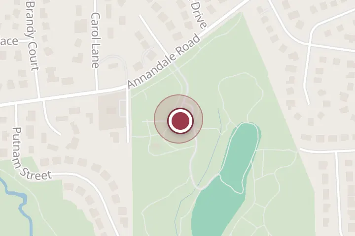 Street map around 3320 Annandale Rd, Falls Church, with a pin at Roundtree Park