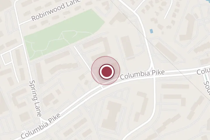 Street map around 5622 Columbia Pike, Falls Church, with a pin at ROYALMAMZEE HAIR BRAIDING SALON