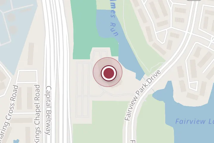 Street map around 2900 Fairview Park Dr, Falls Church, with a pin at Rushmark Properties