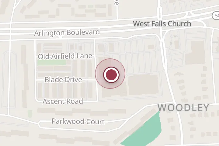Street map around 7263 Arlington Blvd, Falls Church, with a pin at S.C cutzz barbershop