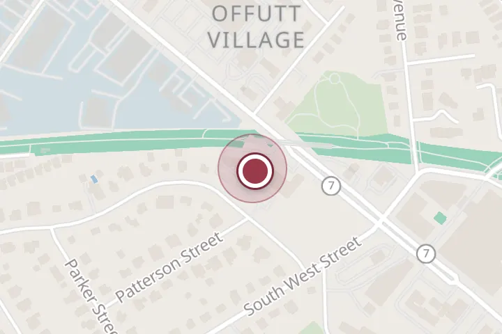 Street map around 1073 W Broad St Unit 205, Falls Church, with a pin at Sakira African Hair Braiding