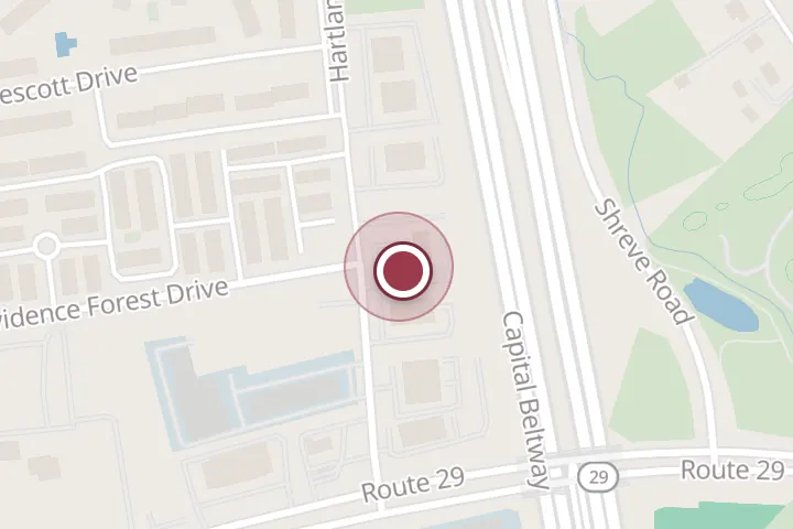 Street map around 2773A Hartland Rd, Falls Church, with a pin at Salon 7 Hair Nails & Spa- Condenza Beauty