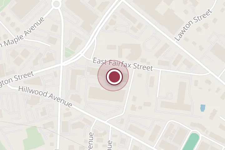 Street map around 130 E Fairfax St, Falls Church, with a pin at Scramble Falls Church LLC