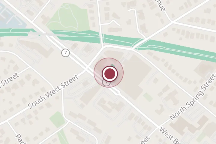 Street map around 103 Founders Ave, Falls Church, with a pin at Semicolon Cafe