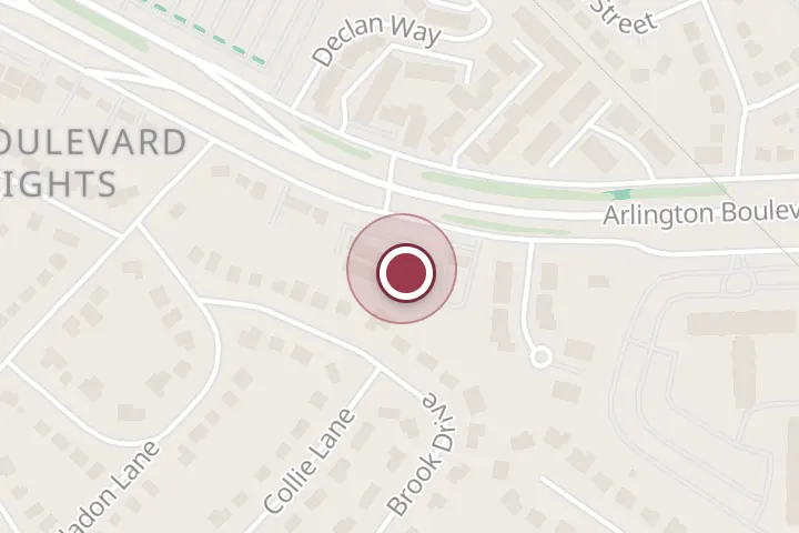 Street map around 6051E Arlington Blvd 2nd floor, Falls Church, with a pin at Seven Corners Chiropractic - Kyle Reeb D.C.