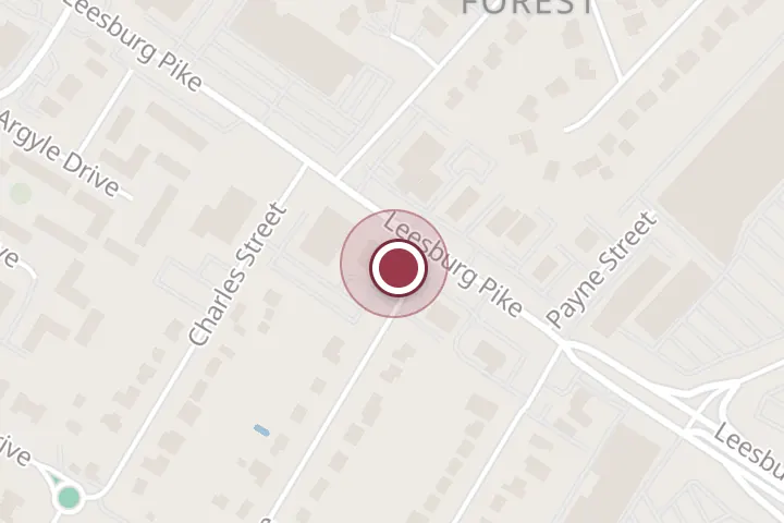 Street map around 3400 B Washington Dr, Falls Church, with a pin at Shaghf Cafe