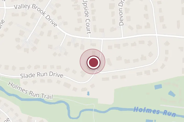 Street map around 3533 Slade Run Dr, Falls Church, with a pin at Sleepy Hollow Lawn Care