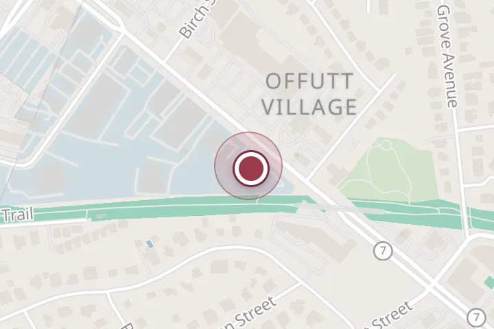 Street map around 1105 W Broad St, Falls Church, with a pin at Smokey's Garage