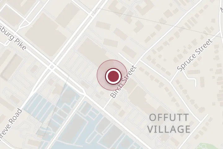 Street map around 1218 W Broad St, Falls Church, with a pin at Starbucks Coffee Company