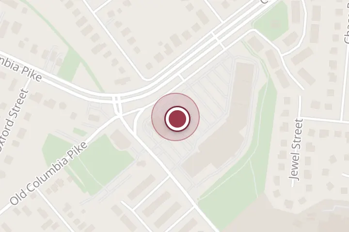 Street map around Barcroft Plaza, 6365 Columbia Pike, Falls Church, with a pin at Starbucks Coffee Company