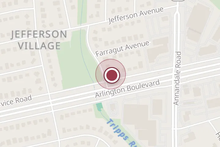Street map around 6720 Arlington Blvd, Falls Church, with a pin at STD Doctors Medical Center