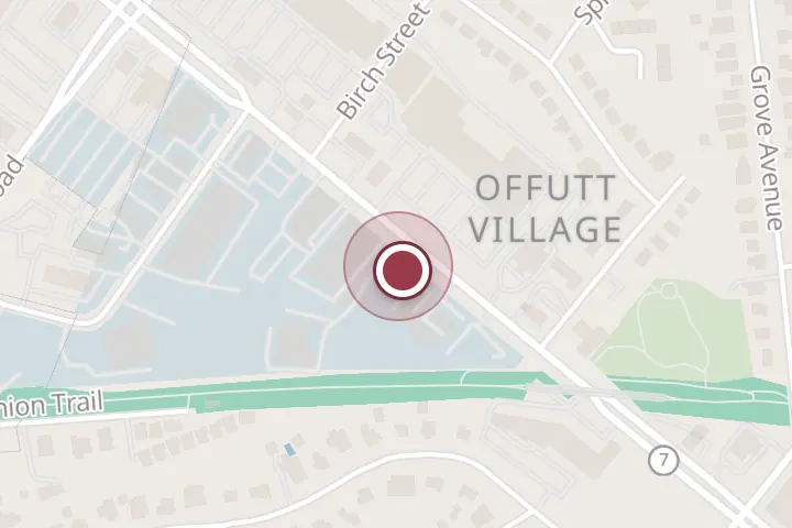 Street map around 1113 W Broad St, Falls Church, with a pin at Sweet Rice