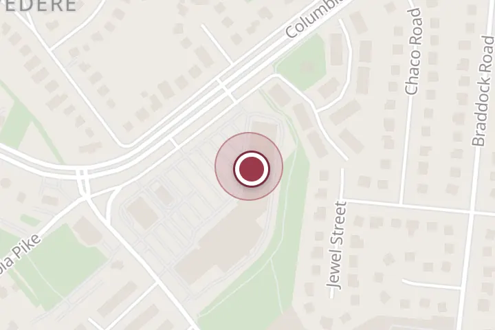 Street map around 6343-D Columbia Pike, Falls Church, with a pin at Taco Zocalo