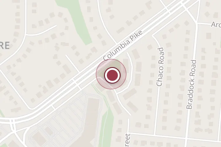 Street map around 6332 Barcroft Mews Dr, Falls Church, with a pin at The Clark House