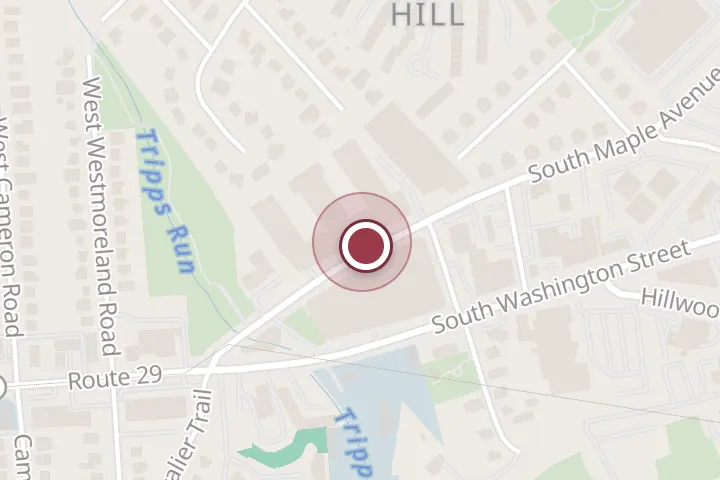 Street map around 410 S Maple Ave #110, Falls Church, with a pin at The Happy Tart