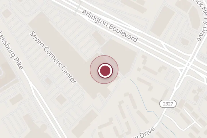 Street map around 6210 Seven Corners Center, Falls Church, with a pin at The Home Depot