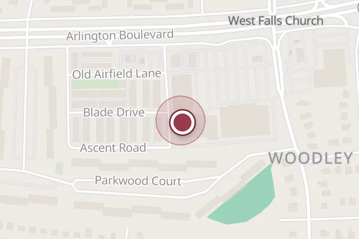 Street map around 7261 Arlington Blvd, Falls Church, with a pin at The Primo Barbershop