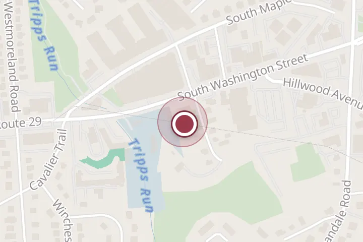 Street map around 106 Tinner Hill Rd, Falls Church, with a pin at Tinner Hill Historic Park