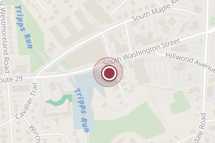 Street map around 503 S Washington St, Falls Church, with a pin at Top Japanese Auto