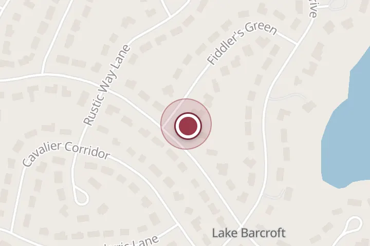 Street map around 3421 Fiddlers Green, Falls Church, with a pin at transformations designbuild llc