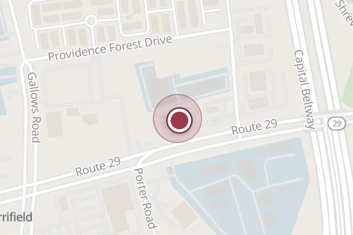 Street map around 8100 Lee Hwy, Falls Church, with a pin at TRIO Grill
