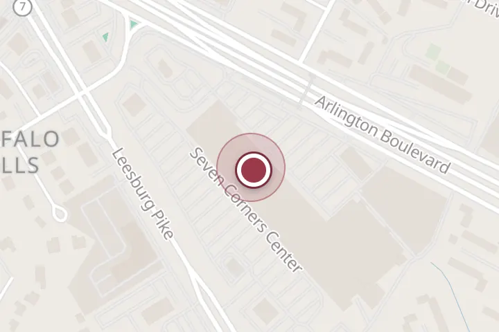 Street map around 6312 Seven Corners Center #362, Falls Church, with a pin at TRITON DESIGN GROUP Inc.