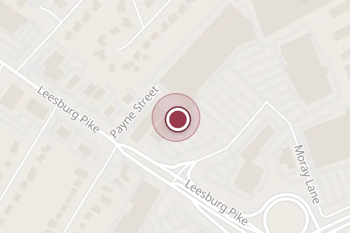 Street map around 5860 Leesburg Pike, Falls Church, with a pin at Ulta Beauty