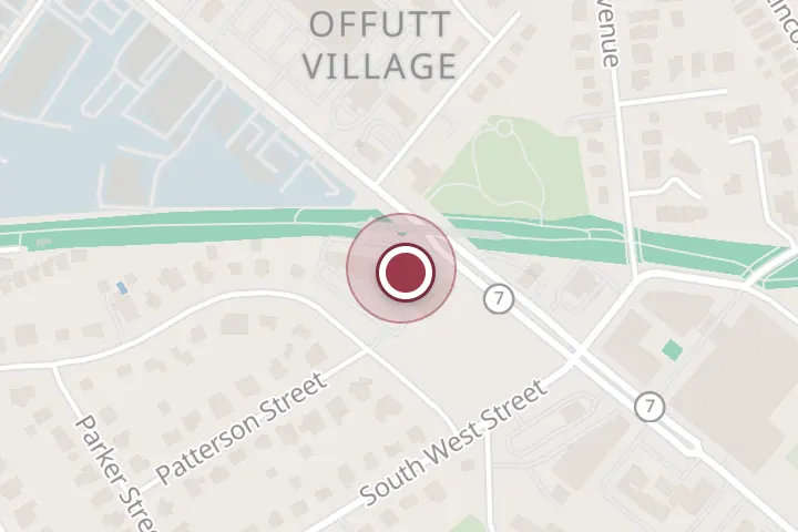Street map around Parking lot, 1073 W Broad St # A, Falls Church, with a pin at United Air Temp