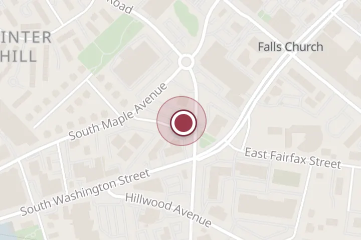 Street map around 510 W Annandale Rd Suite 300, Falls Church, with a pin at United Wellness & Sports Rehab FALLS CHURCH