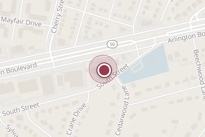 Street map around 6521 Arlington Blvd #101, Falls Church, with a pin at USONE Tax & Financial Services