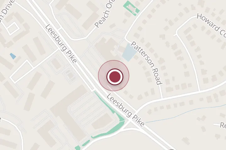 Street map around 7500 Leesburg Pike Ste 11, Falls Church, with a pin at VEG ER for Pets