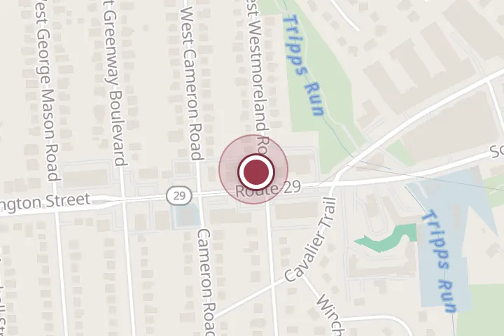 Street map around 700 S Washington St, Falls Church, with a pin at Virginia Auto Repair Center
