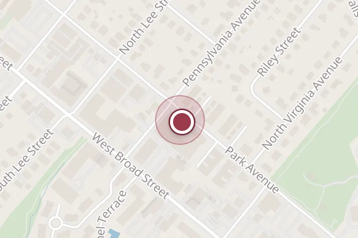 Street map around 433 Park Ave, Falls Church, with a pin at WAEPA