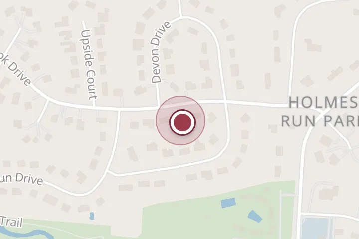 Street map around 6717 Valley Brook Dr, Falls Church, with a pin at Woodscape Construction