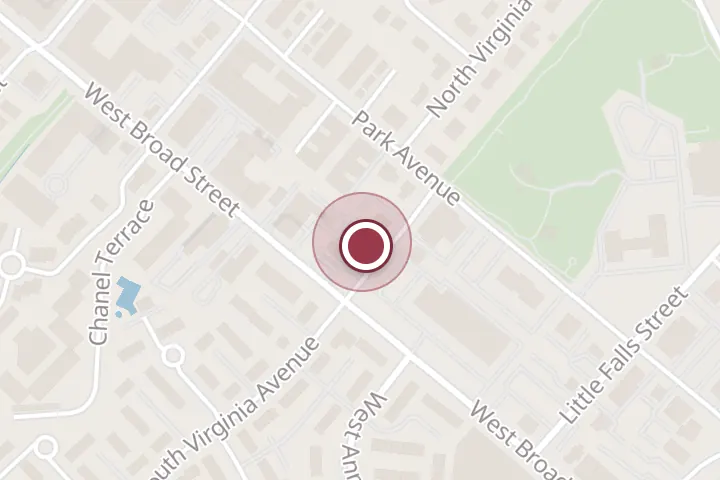 Street map around 105 N Virginia Ave Ste 300, Falls Church, with a pin at XPERTAX