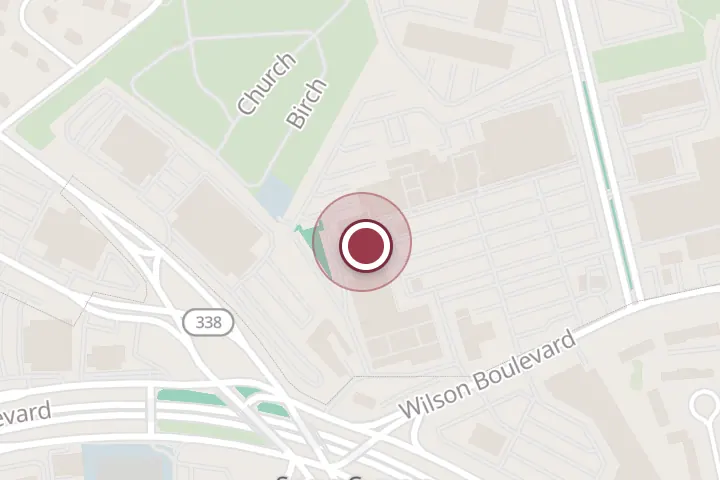 Street map around 6777 Wilson Blvd, Falls Church, with a pin at Yêu Beauty Studio
